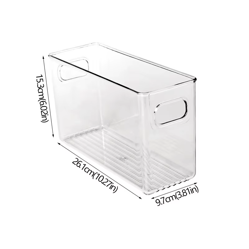 Refrigerator Organizer Bins Stackable Fridge Food Storage Box with Handle Clear Plastic Pantry Freezer Organizer Tool