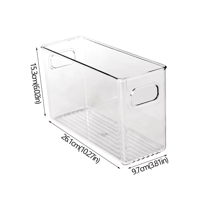 Refrigerator Organizer Bins Stackable Fridge Food Storage Box with Handle Clear Plastic Pantry Freezer Organizer Tool