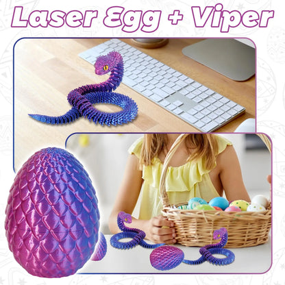 3D Printed Snake Egg with Flexible Inner Hinge Animal Toy, Movable Joint Surprise Egg Desktop Home Decoration