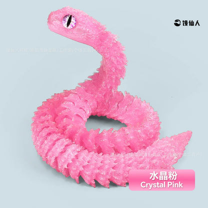 30/60/80Cm 3D Printed Luminous Snake Movable Joint Simulation Snake Action Figures Home Office Desktop Ornament Birthday Gifts