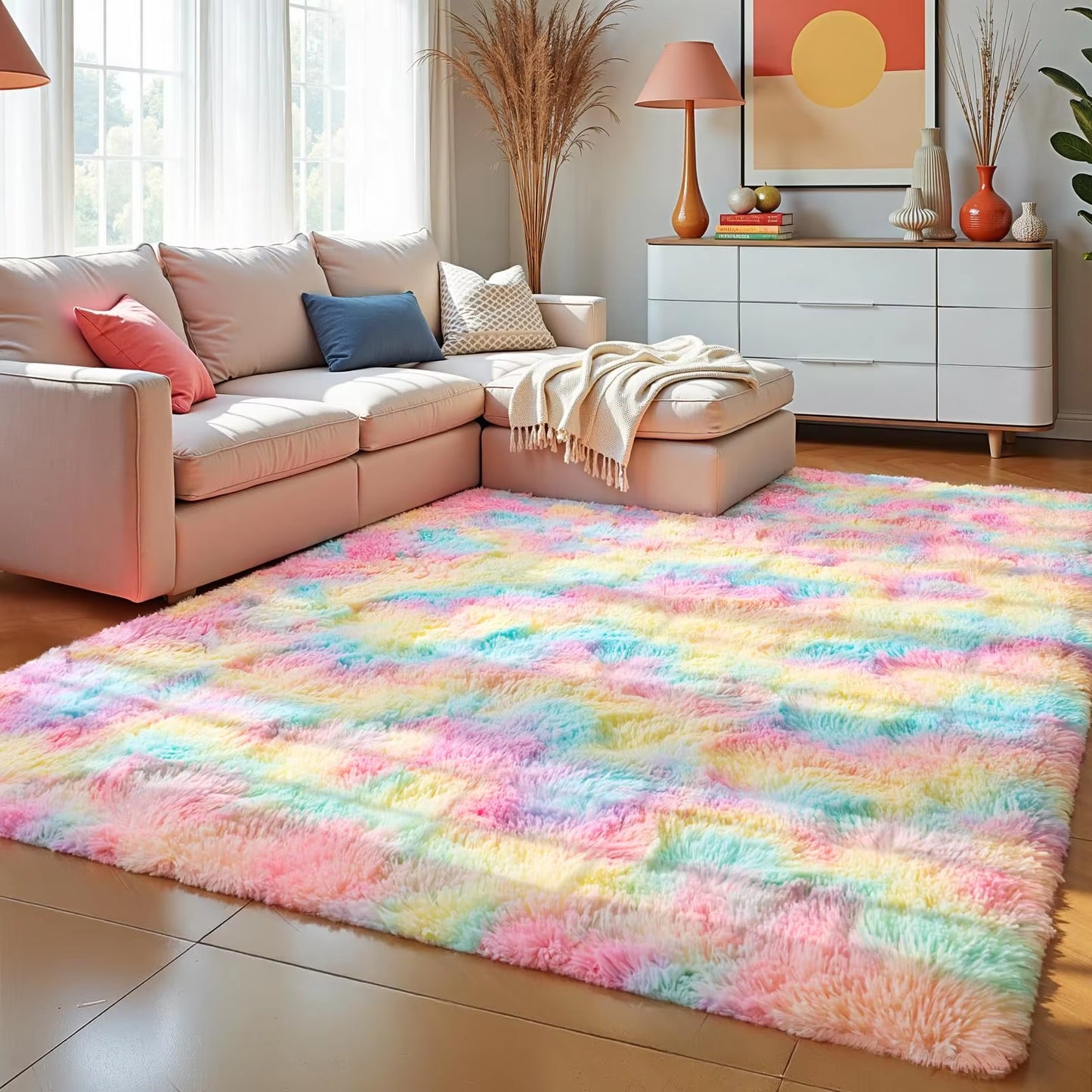 Minimalist Style Living Room Carpet, Fluffy and Slip-Resistant Children'S Room Mat, Bathroom Carpet, Home Decoration