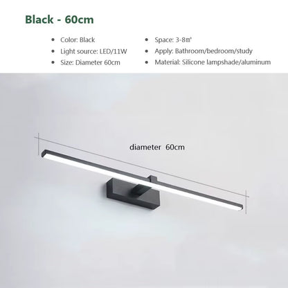 Led Mirror Lights Wall Lamps Bathroom Waterproof White Black LED Flat Lamp Modern Indoor Wall Lamp Bathroom Lighting Make Up