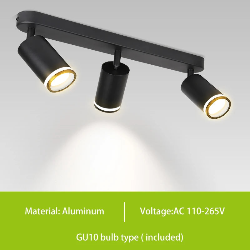 GU10 LED Track Light Spotlight 110-220V Suit Ceiling Lamp GU10 3 Color COB Spot Lights for Kitchen Commercial Living Room Home