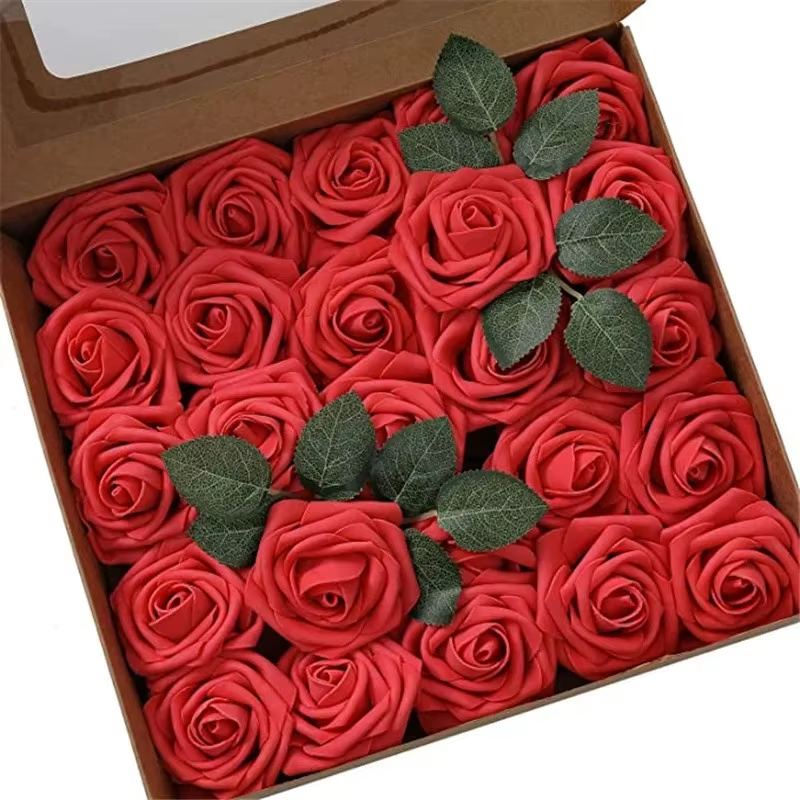 Rose Artificial Flowers 15/25/100Pcs Foam Fake Roses Wedding Bouquets Centerpieces Mothers Day Valentines Gifts Party Decoration