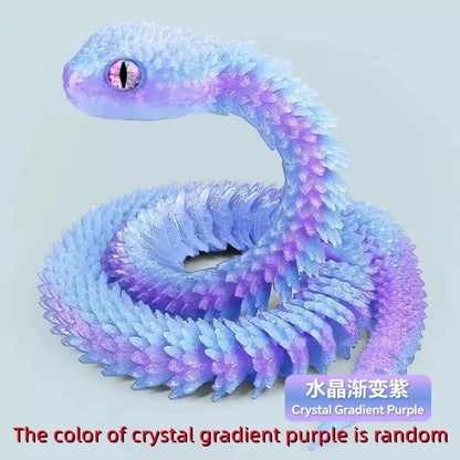 30/60/80Cm 3D Printed Luminous Snake Movable Joint Simulation Snake Action Figures Home Office Desktop Ornament Birthday Gifts