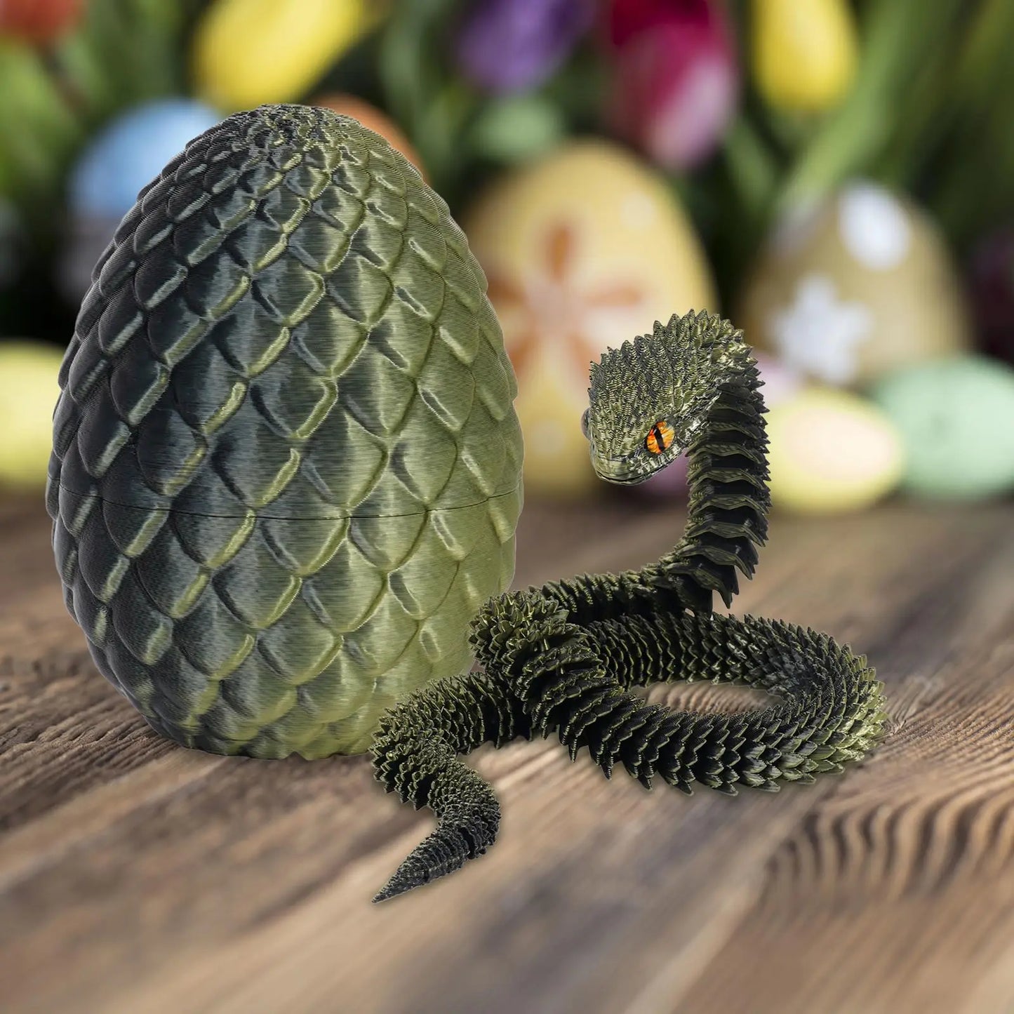3D Printed Snake Egg with Flexible Inner Hinge Animal Toy, Movable Joint Surprise Egg Desktop Home Decoration