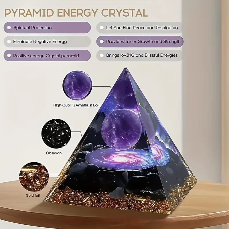 1Pc Relieve Stress and Attract Wealth with Our Homeopathic Amethyst Crystal Ball Pyramid, Raw Stone Stone Home Decoration