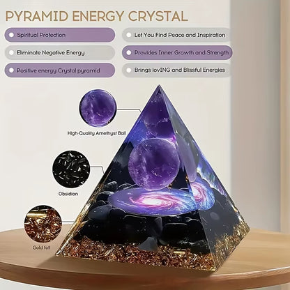 1Pc Relieve Stress and Attract Wealth with Our Homeopathic Amethyst Crystal Ball Pyramid, Raw Stone Stone Home Decoration