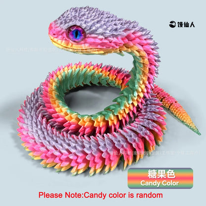 30/60/80Cm 3D Printed Luminous Snake Movable Joint Simulation Snake Action Figures Home Office Desktop Ornament Birthday Gifts