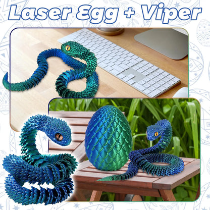 3D Printed Snake Egg with Flexible Inner Hinge Animal Toy, Movable Joint Surprise Egg Desktop Home Decoration