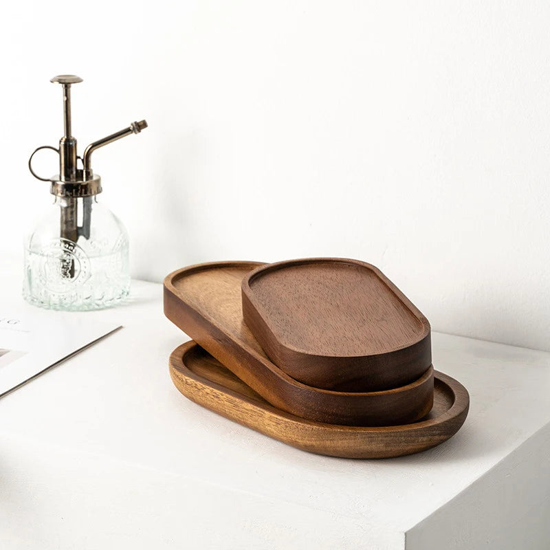Tableware Solid Wood Food Tray round Rectangle Dessert Plate Japanese-Style Wooden Snack Fruit Tea Saucer Pallet Bread Board