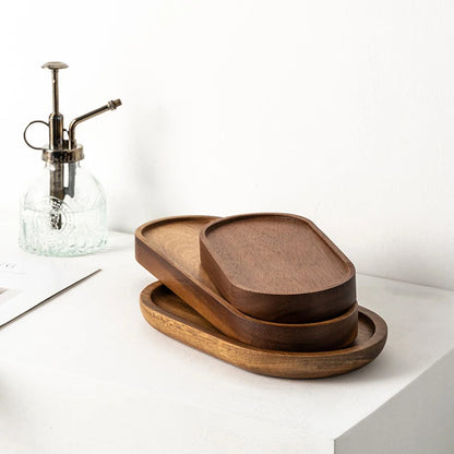 Tableware Solid Wood Food Tray round Rectangle Dessert Plate Japanese-Style Wooden Snack Fruit Tea Saucer Pallet Bread Board