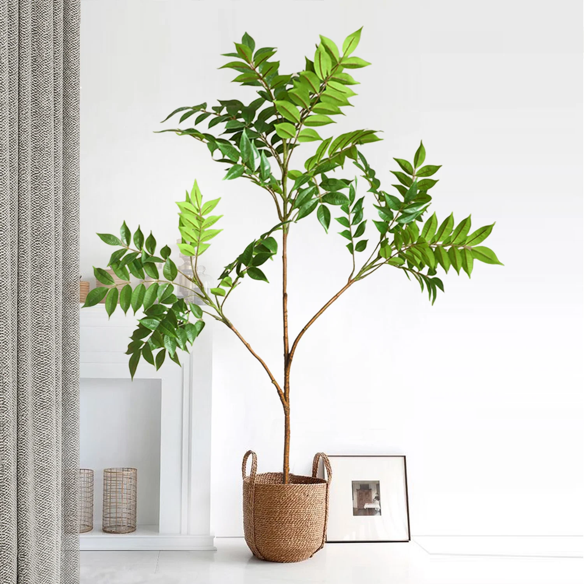 77-135Cm (53.1In) Artificial Fiddle Leaf Ficus Fig Plant for Outdoor Courtyard Garden Balcony Indoor Home and Office Decoration