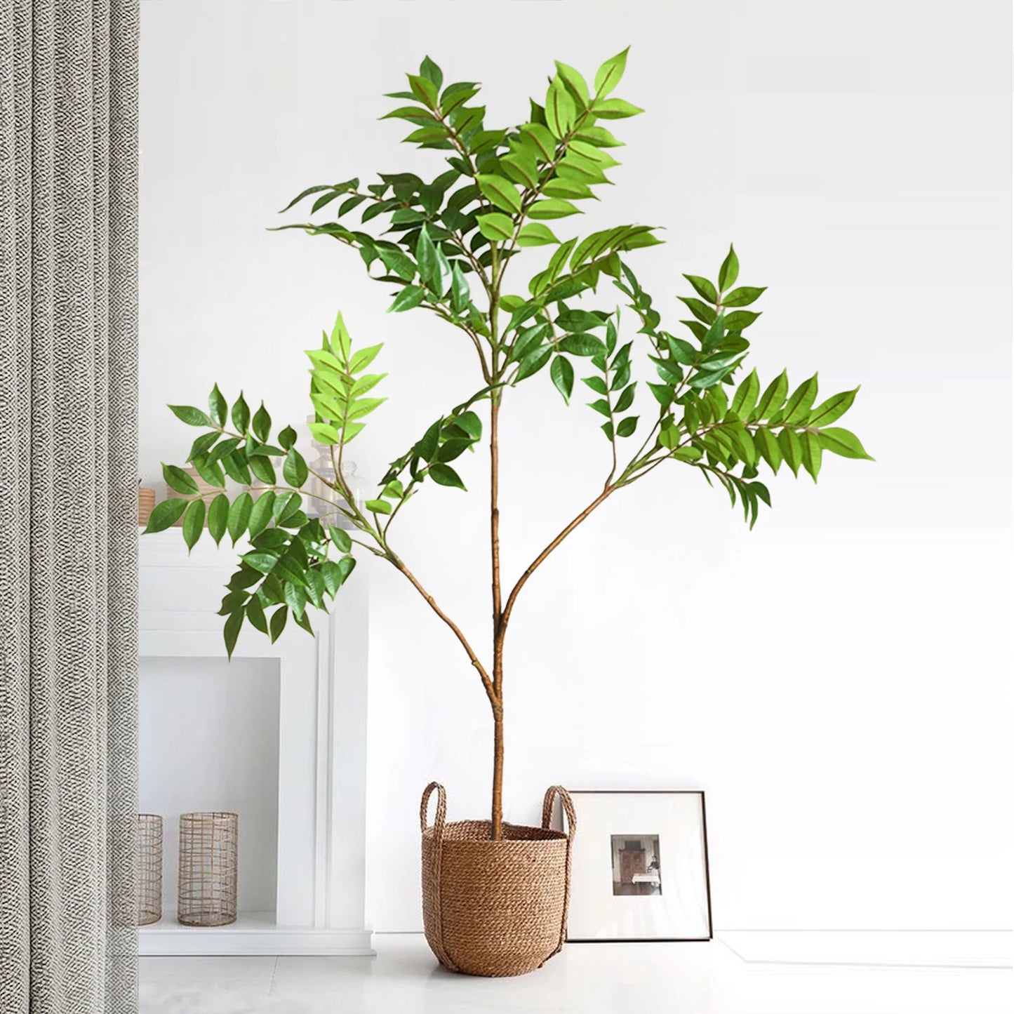 77-135Cm (53.1In) Artificial Fiddle Leaf Ficus Fig Plant for Outdoor Courtyard Garden Balcony Indoor Home and Office Decoration