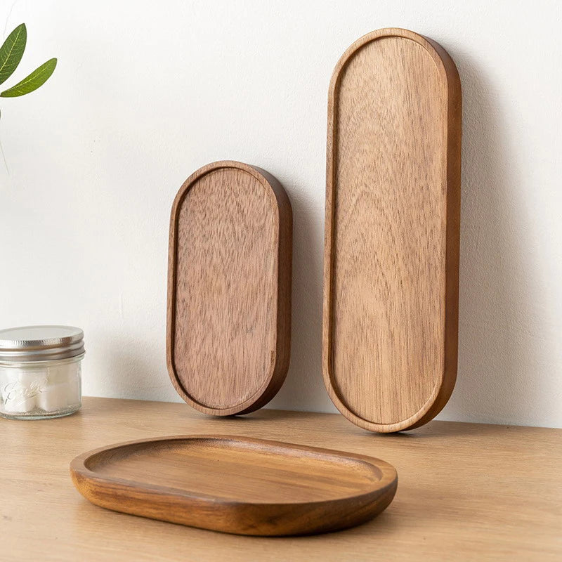 Tableware Solid Wood Food Tray round Rectangle Dessert Plate Japanese-Style Wooden Snack Fruit Tea Saucer Pallet Bread Board