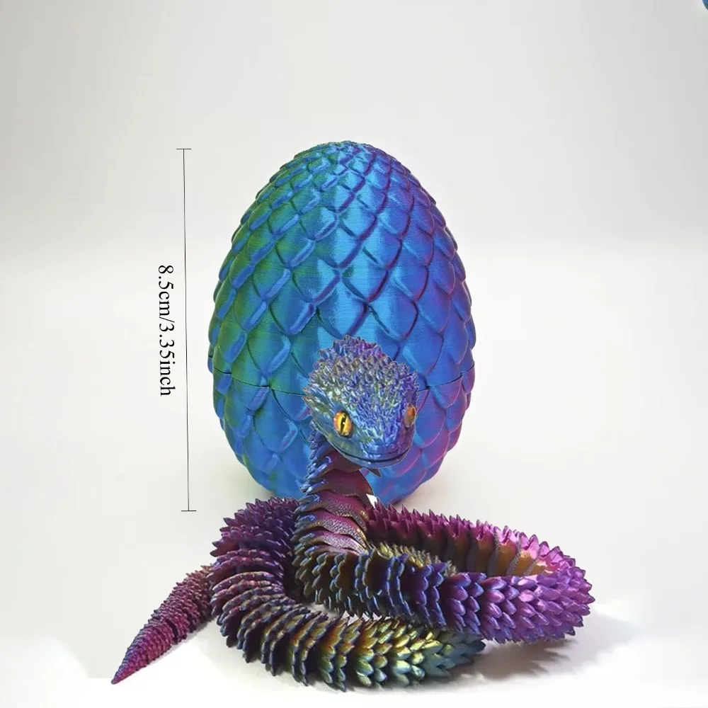 3D Printed Snake Egg with Flexible Inner Hinge Animal Toy, Movable Joint Surprise Egg Desktop Home Decoration