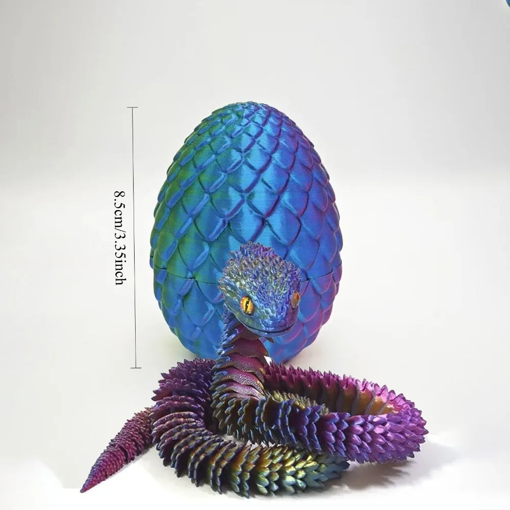 3D Printed Snake Egg with Flexible Inner Hinge Animal Toy, Movable Joint Surprise Egg Desktop Home Decoration