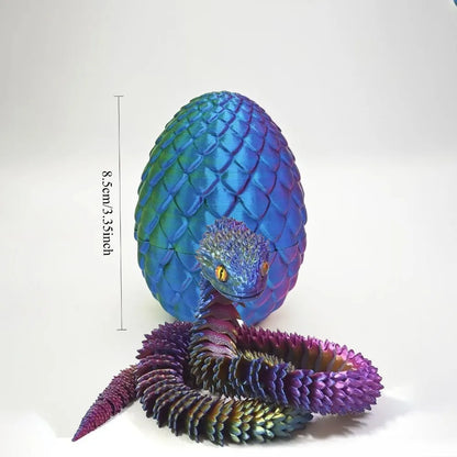 3D Printed Snake Egg with Flexible Inner Hinge Animal Toy, Movable Joint Surprise Egg Desktop Home Decoration
