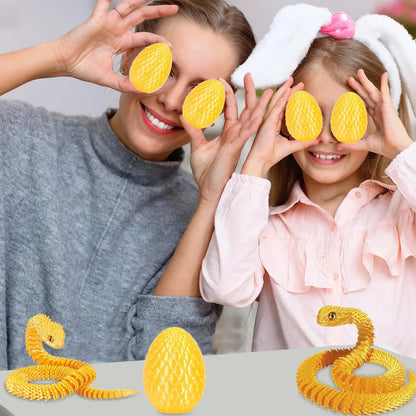 3D Printed Snake Egg with Flexible Inner Hinge Animal Toy, Movable Joint Surprise Egg Desktop Home Decoration