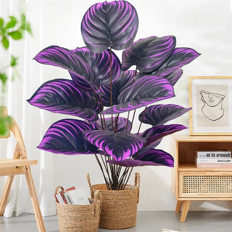 57-75Cm Large Fake Palm Tree Artificial Monstera Plants Branch Plastic Turtle Leaves Real Touch Leafs for Home Garden Decor