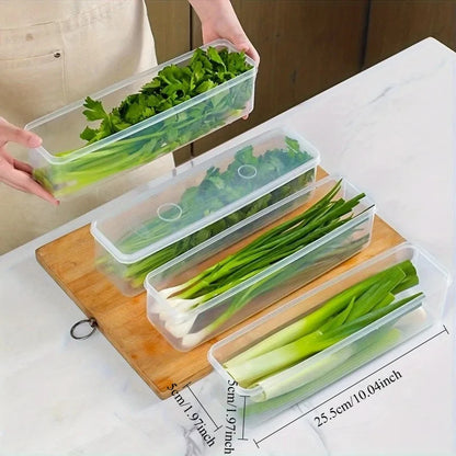 4 Pcs Long Rectangular Food Storage Containers, Plastic Reusable Refrigerator Organizer Boxes Kitchen Accessories