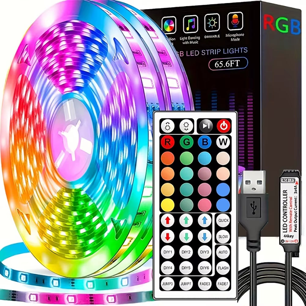 Led Strip Lights with 44 Key Remote Control 1M 5M 10M 20M RGB Tape Led Wall Room for Home Bedroom Party Decor TV Backlight