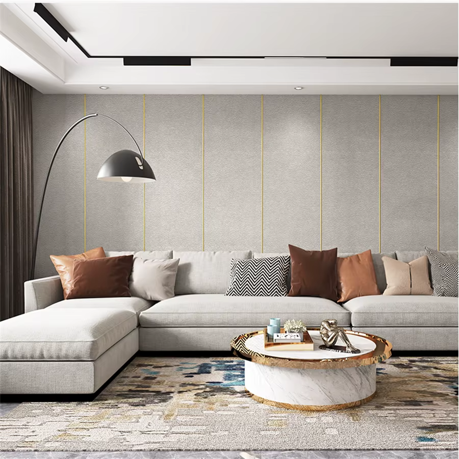 Linen 3D Foam Self-Adhesive PVC Solid Color Thickened Waterproof Background Wall Renovation Wallpaper Wall Stickers Home Decor