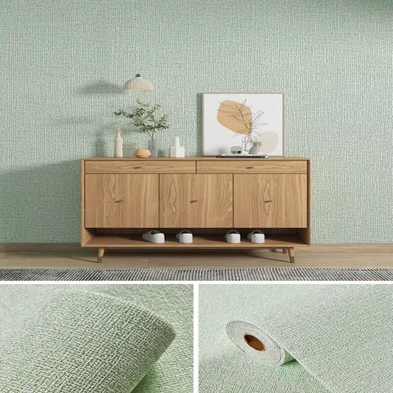 Linen 3D Foam Self-Adhesive PVC Solid Color Thickened Waterproof Background Wall Renovation Wallpaper Wall Stickers Home Decor