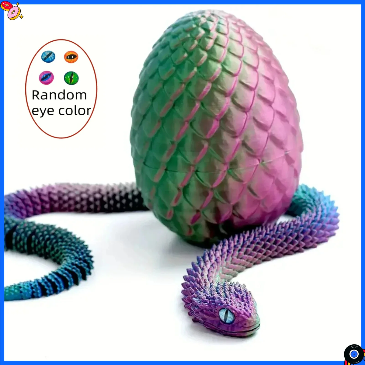 3D Printed Snake Egg with Flexible Inner Hinge Animal Toy, Movable Joint Surprise Egg Desktop Home Decoration