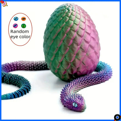 3D Printed Snake Egg with Flexible Inner Hinge Animal Toy, Movable Joint Surprise Egg Desktop Home Decoration