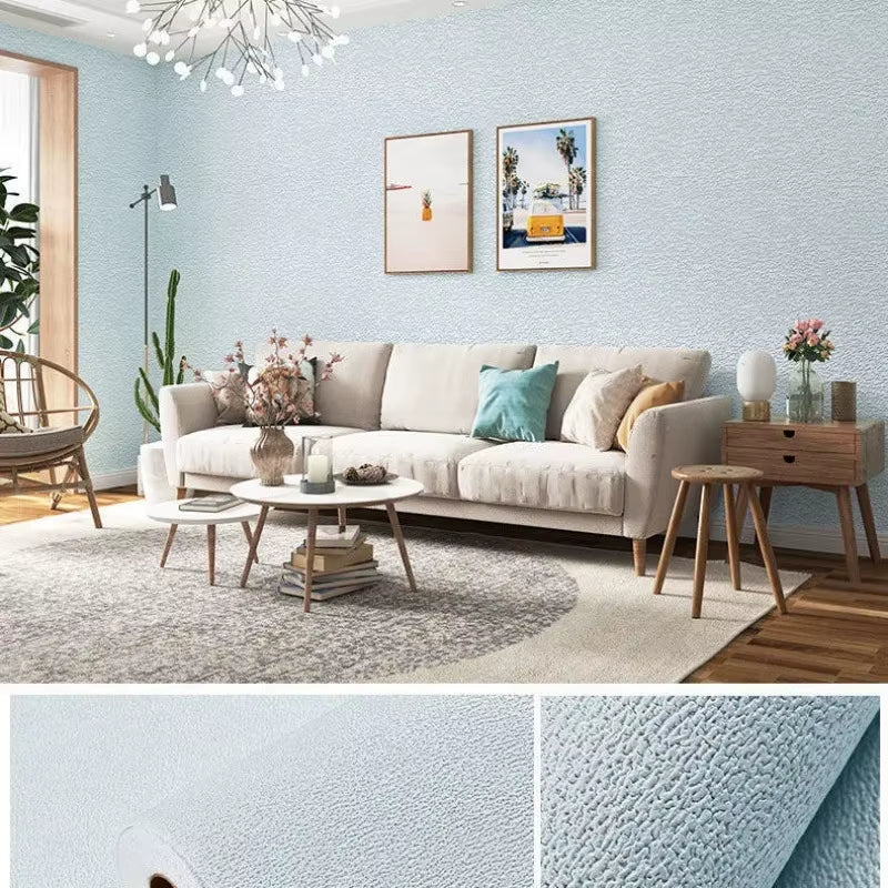 Linen 3D Foam Self-Adhesive PVC Solid Color Thickened Waterproof Background Wall Renovation Wallpaper Wall Stickers Home Decor