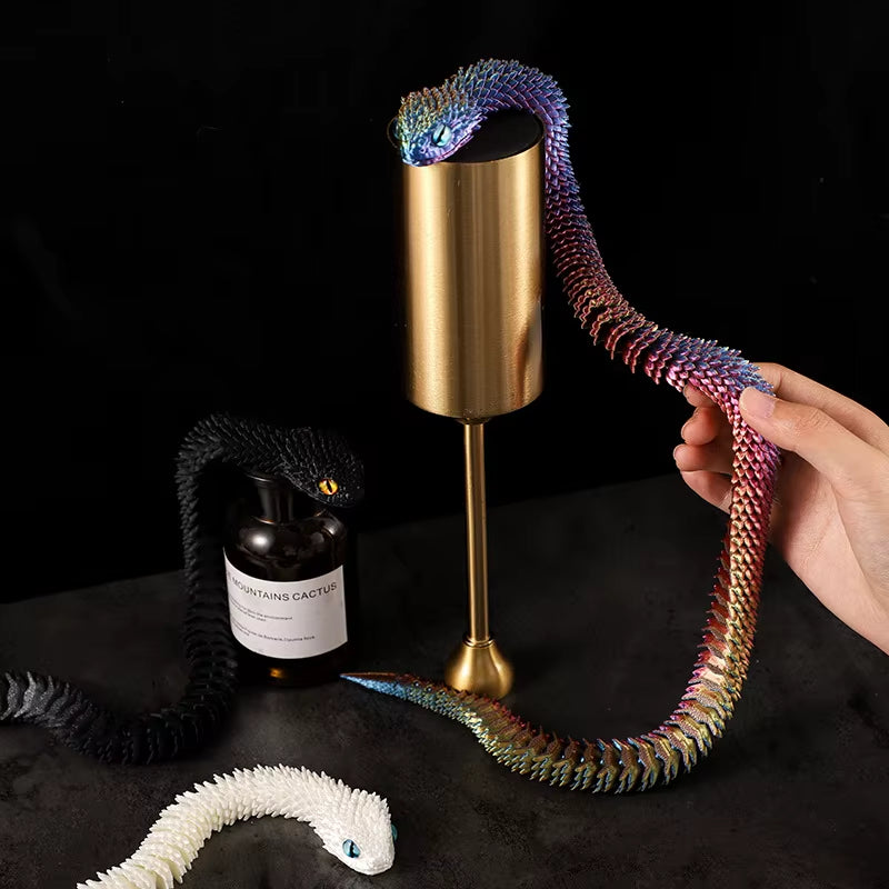 30/60/80Cm 3D Printed Luminous Snake Movable Joint Simulation Snake Action Figures Home Office Desktop Ornament Birthday Gifts