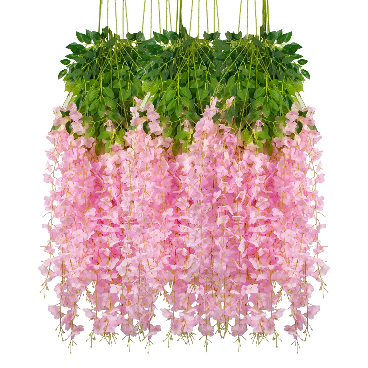12Pcs Artificial Flowers Silk Wisteria Vine Fake Silk Hanging Flower for Wedding Party Garden Outdoor Greenery Home Wall Decor