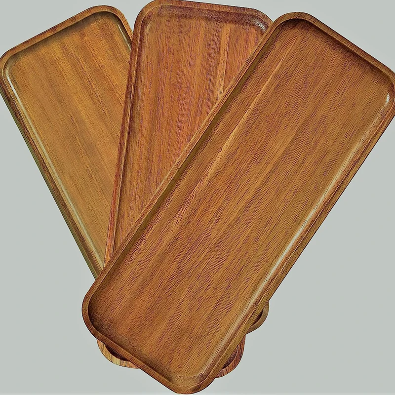 Tableware Solid Wood Food Tray round Rectangle Dessert Plate Japanese-Style Wooden Snack Fruit Tea Saucer Pallet Bread Board