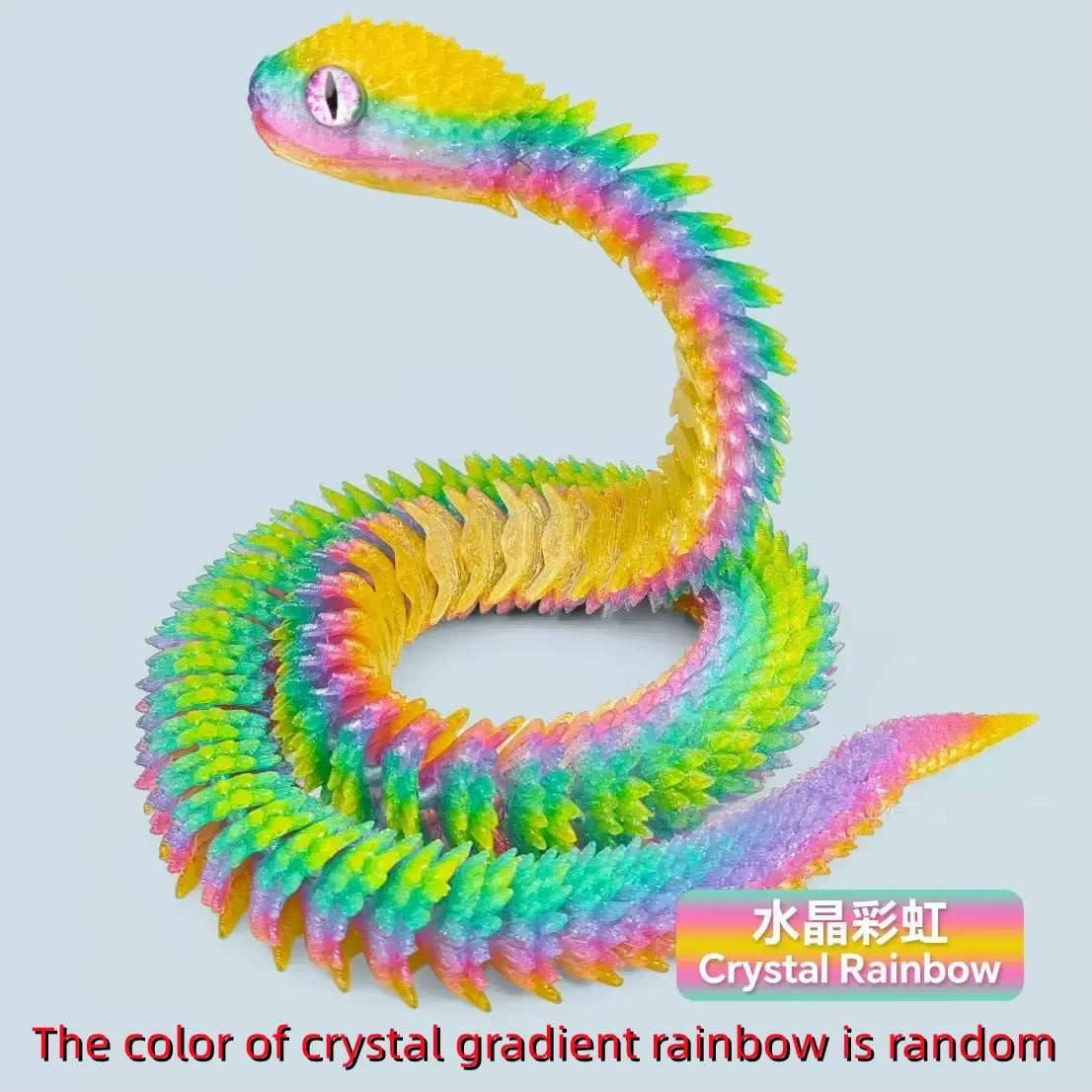 30/60/80Cm 3D Printed Luminous Snake Movable Joint Simulation Snake Action Figures Home Office Desktop Ornament Birthday Gifts