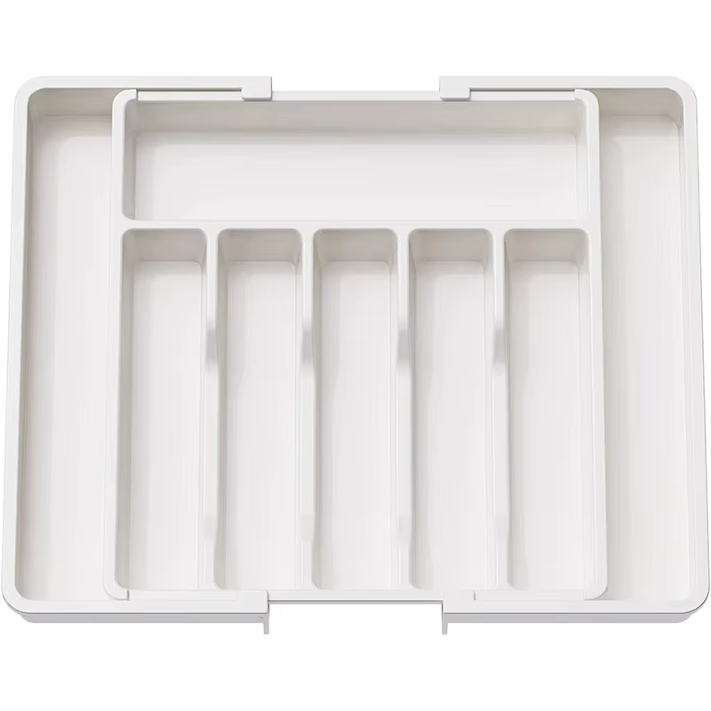 Expandable Cutlery Drawer Organizer, Adjustable Kitchen Utensil Tray Set, Compartment Flatware Storage Divider