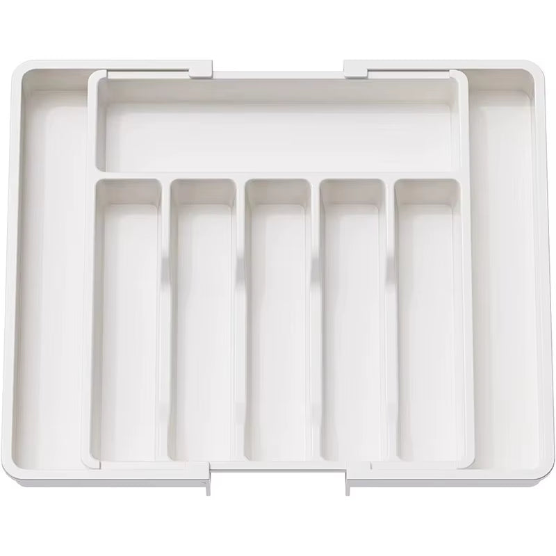 Expandable Cutlery Drawer Organizer, Adjustable Kitchen Utensil Tray Set, Compartment Flatware Storage Divider