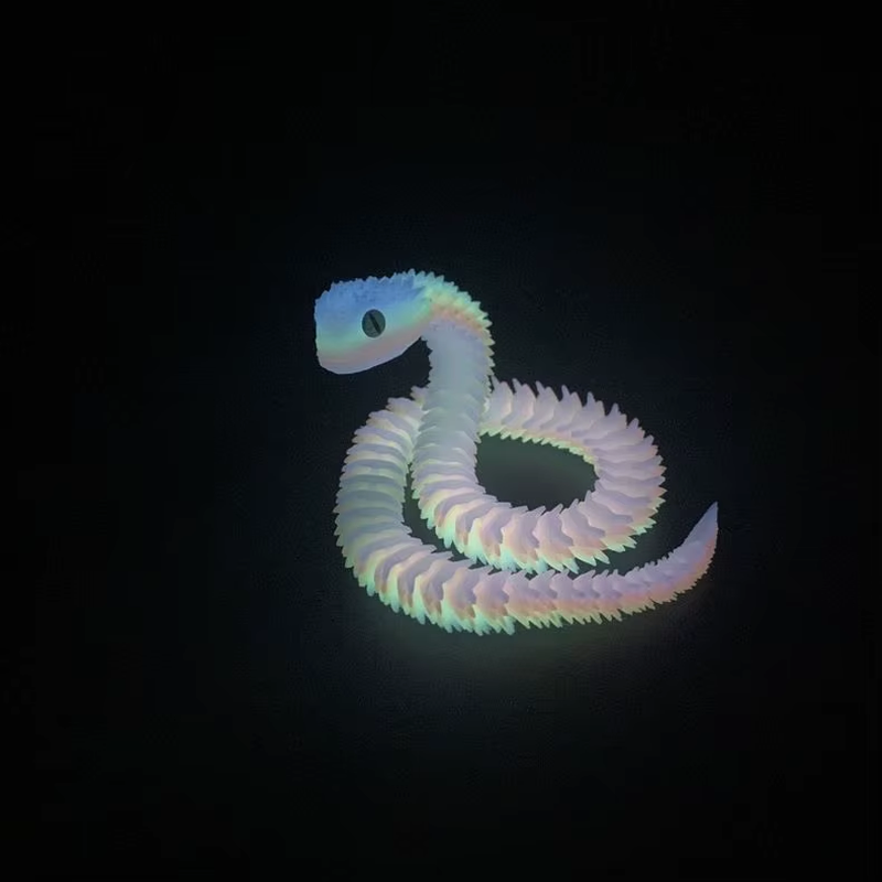30/60/80Cm 3D Printed Luminous Snake Movable Joint Simulation Snake Action Figures Home Office Desktop Ornament Birthday Gifts