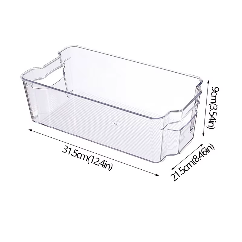 Refrigerator Organizer Bins Stackable Fridge Food Storage Box with Handle Clear Plastic Pantry Freezer Organizer Tool