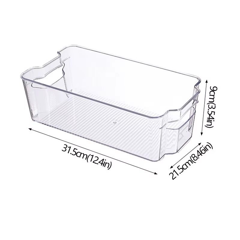 Refrigerator Organizer Bins Stackable Fridge Food Storage Box with Handle Clear Plastic Pantry Freezer Organizer Tool