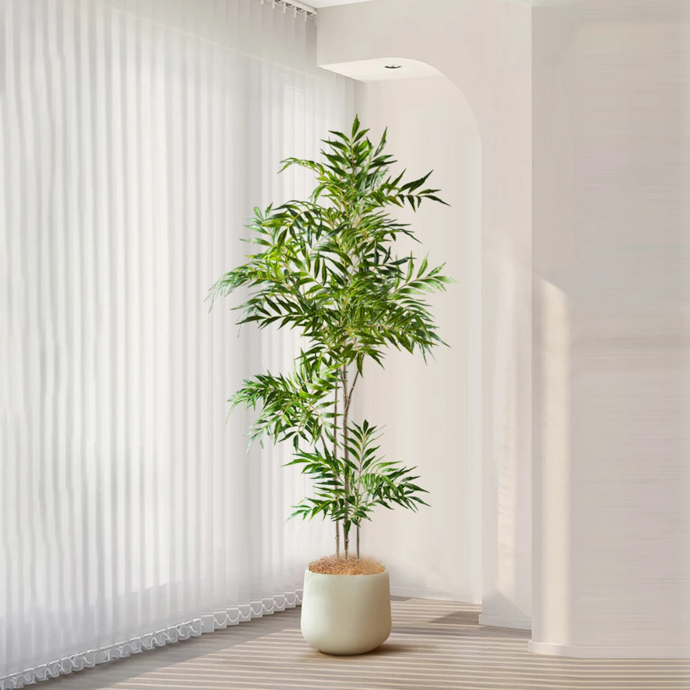 78-140Cm Large Artificial Tree Real Touch Palm Tree Plastic Nandina Leaves Faux Tall Bamboo Plants for Home Garden Office Decor