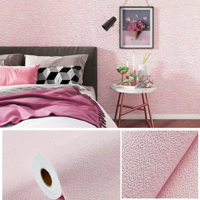 Linen 3D Foam Self-Adhesive PVC Solid Color Thickened Waterproof Background Wall Renovation Wallpaper Wall Stickers Home Decor