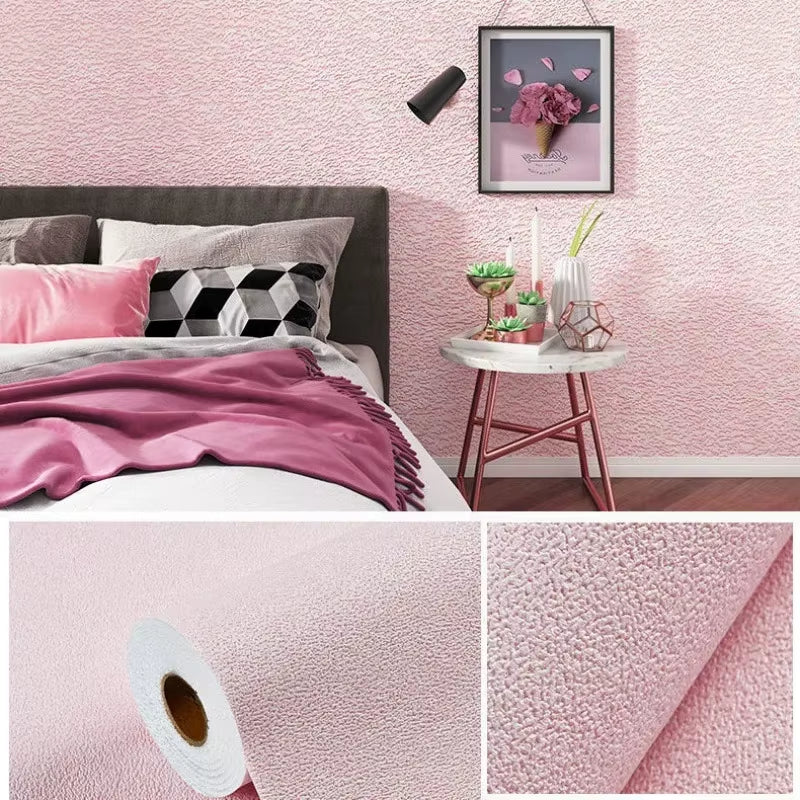 Linen 3D Foam Self-Adhesive PVC Solid Color Thickened Waterproof Background Wall Renovation Wallpaper Wall Stickers Home Decor