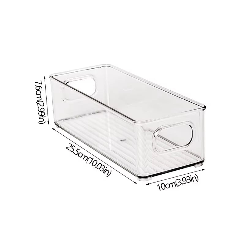 Refrigerator Organizer Bins Stackable Fridge Food Storage Box with Handle Clear Plastic Pantry Freezer Organizer Tool