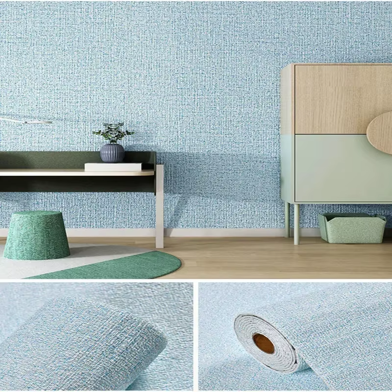 Linen 3D Foam Self-Adhesive PVC Solid Color Thickened Waterproof Background Wall Renovation Wallpaper Wall Stickers Home Decor
