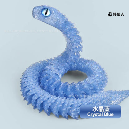 30/60/80Cm 3D Printed Luminous Snake Movable Joint Simulation Snake Action Figures Home Office Desktop Ornament Birthday Gifts