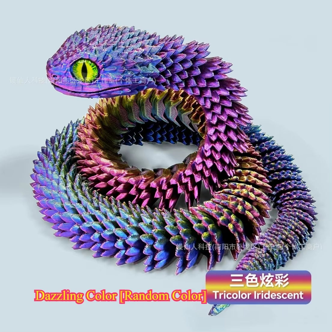 30/60/80Cm 3D Printed Luminous Snake Movable Joint Simulation Snake Action Figures Home Office Desktop Ornament Birthday Gifts