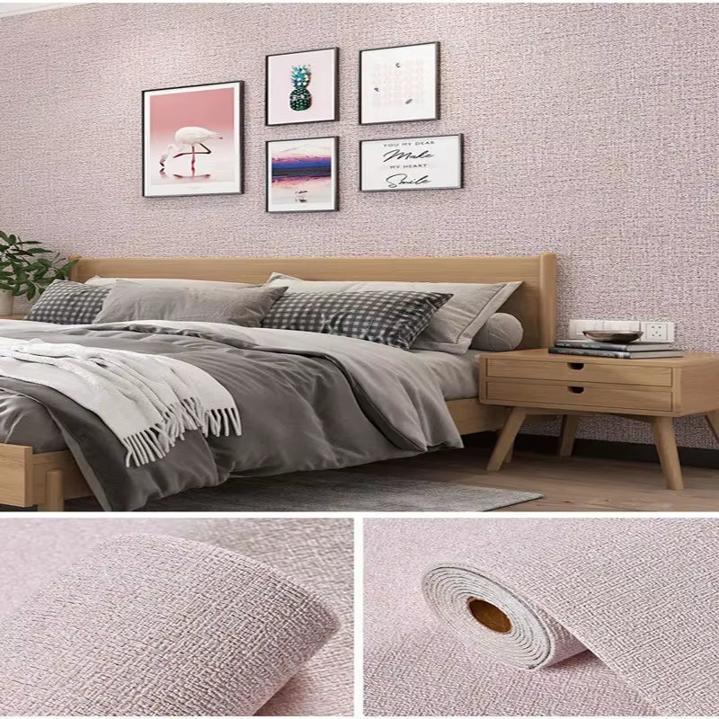 Linen 3D Foam Self-Adhesive PVC Solid Color Thickened Waterproof Background Wall Renovation Wallpaper Wall Stickers Home Decor