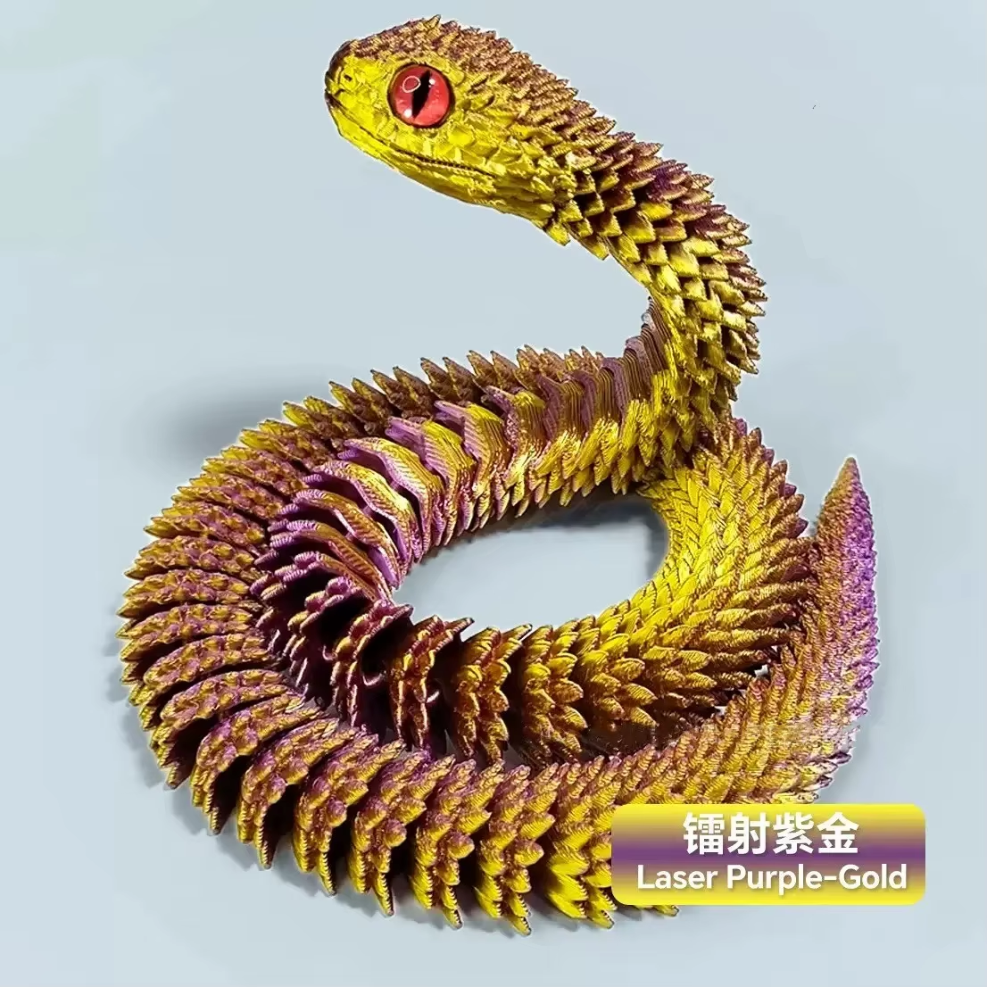 30/60/80Cm 3D Printed Luminous Snake Movable Joint Simulation Snake Action Figures Home Office Desktop Ornament Birthday Gifts