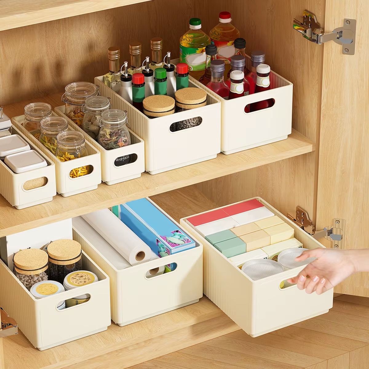 Multi-Functional Foldable Plastic Storage Box Kitchen Storage Organization Seasoning Jar Organizer Box Food Contianer